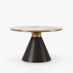Round Sintered Stone Coffee Table Set - Walnut Finish
