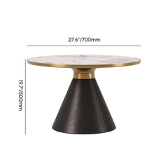 Round Sintered Stone Coffee Table Set - Walnut Finish Dimensions