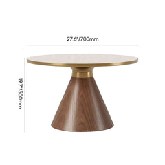 Round Sintered Stone Coffee Table Set - Walnut Finish Dimensions