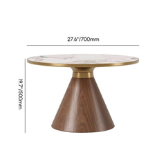 Round Sintered Stone Coffee Table Set - Walnut Finish Dimensions