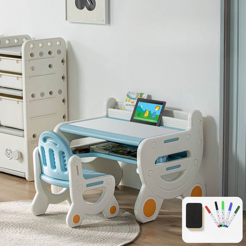 Rounded-Corner Paintable Toddler Desk and Chair Set, Waterproof