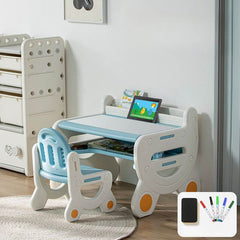 Rounded-Corner Paintable Toddler Desk and Chair Set, Waterproof