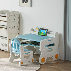 Rounded-Corner Paintable Toddler Desk and Chair Set, Waterproof