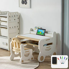Rounded-Corner Paintable Toddler Desk and Chair Set, Waterproof