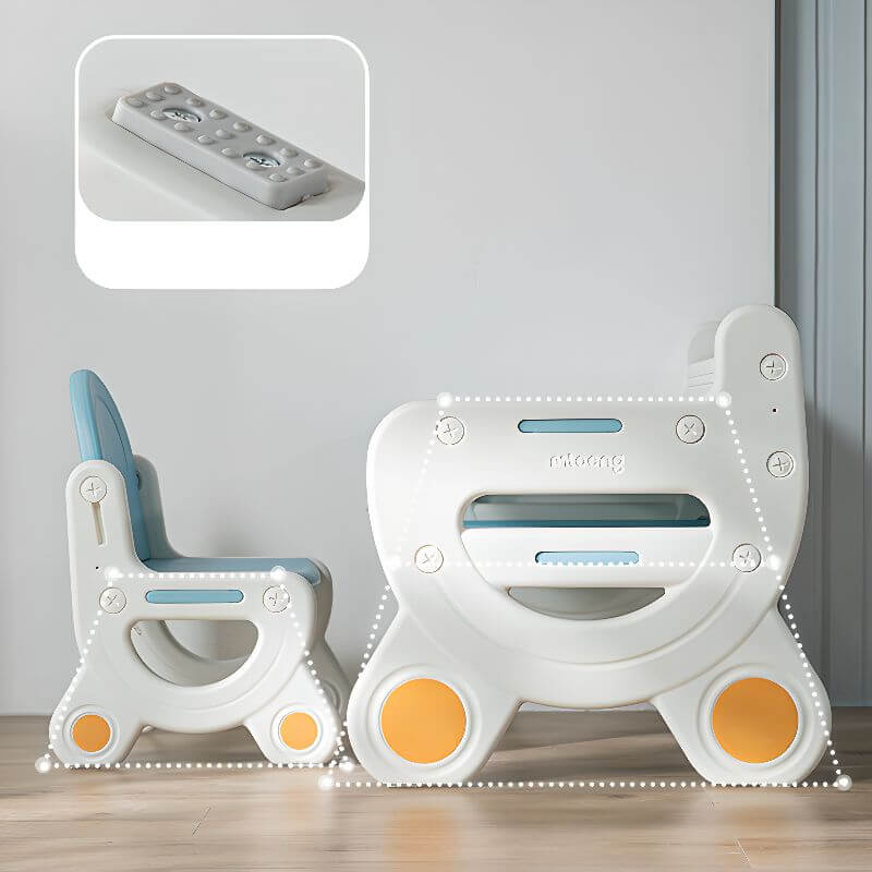 Rounded-Corner Paintable Toddler Desk and Chair Set, Waterproof