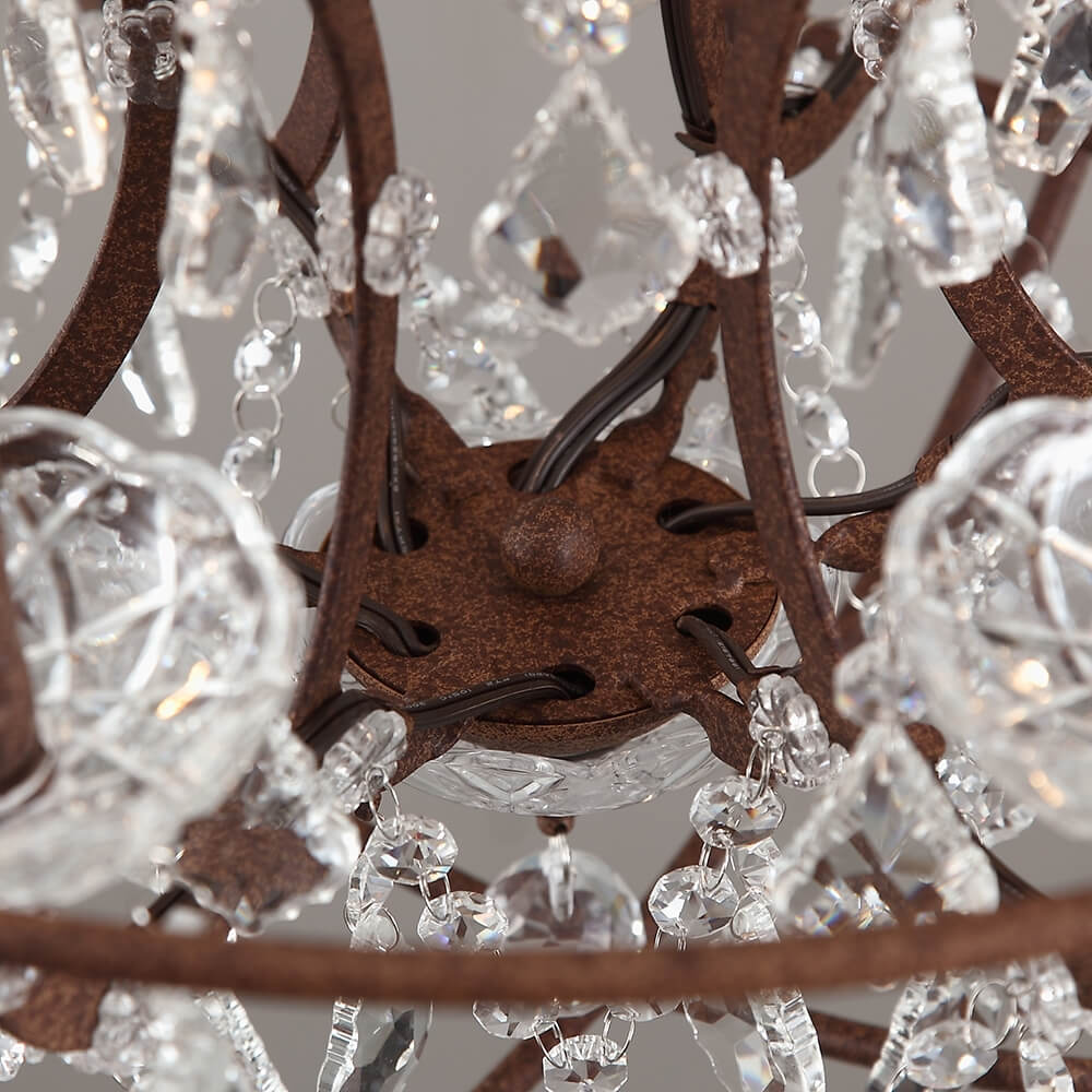 Rust Crystal Globe Chandelier - 6-Light Modern Fixture