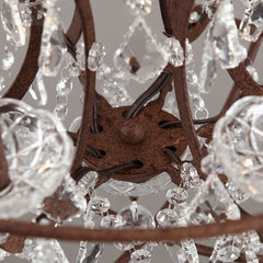 Rust Crystal Globe Chandelier - 6-Light Modern Fixture