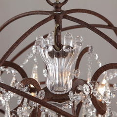 Rust Crystal Globe Chandelier - 6-Light Modern Fixture