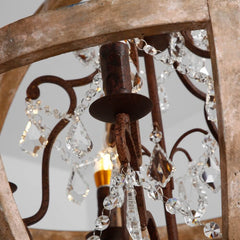 Rustic 5-Light Crystal Globe Chandelier with Adjustable Height