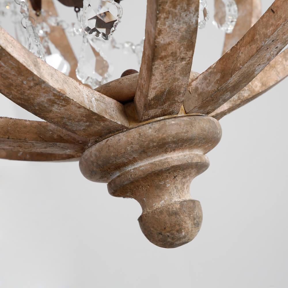 Rustic 5-Light Crystal Globe Chandelier with Adjustable Height