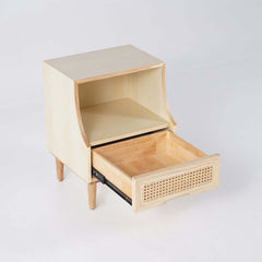 Rustic Ash Wood Nightstand With Drawer And Shelf