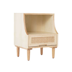 Rustic Ash Wood Nightstand With Drawer And Shelf