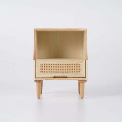 Rustic Ash Wood Nightstand With Drawer And Shelf