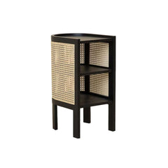 Rustic Ash Wood Nightstand With Open Storage Shelves