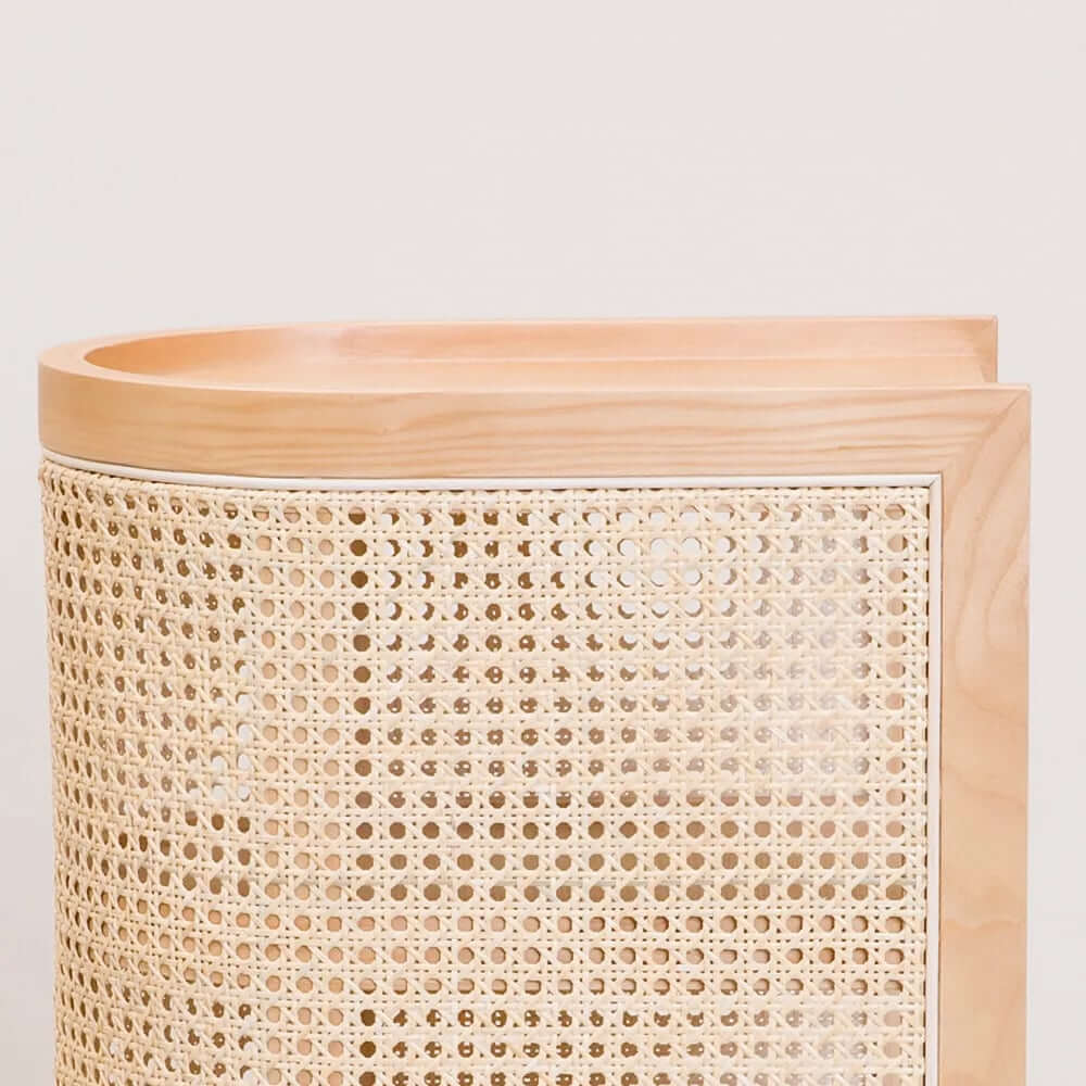 Rustic Ash Wood Nightstand With Open Storage Shelves