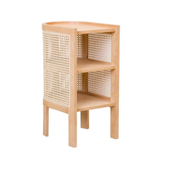 Rustic Ash Wood Nightstand With Open Storage Shelves