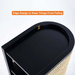 Rustic Ash Wood Nightstand With Open Storage Shelves