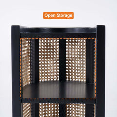 Rustic Ash Wood Nightstand With Open Storage Shelves