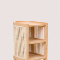 Rustic Ash Wood Nightstand With Open Storage Shelves