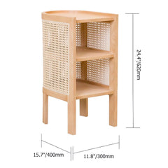 Rustic Ash Wood Nightstand With Open Storage Shelves Dimensions