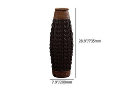 Rustic Bamboo & Rattan Oval Vase for Indoor Home Decor Dimensions