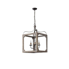 Rustic Candle-Style Lantern Chandelier with Adjustable Height