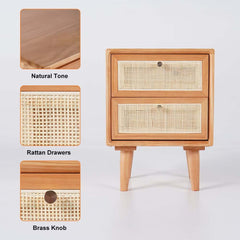 Rustic Cedar Nightstand With Drawers - Japandi Style