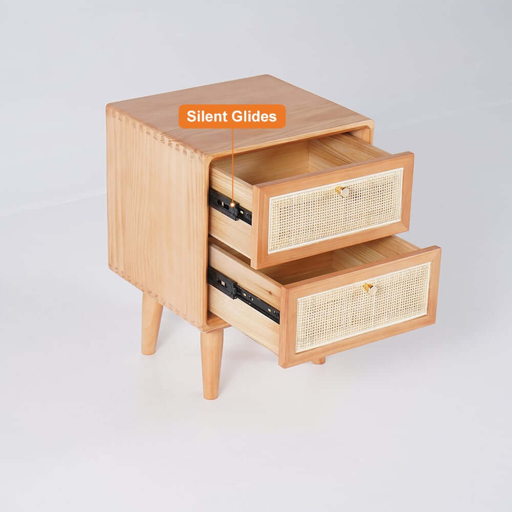 Rustic Cedar Nightstand With Drawers - Japandi Style