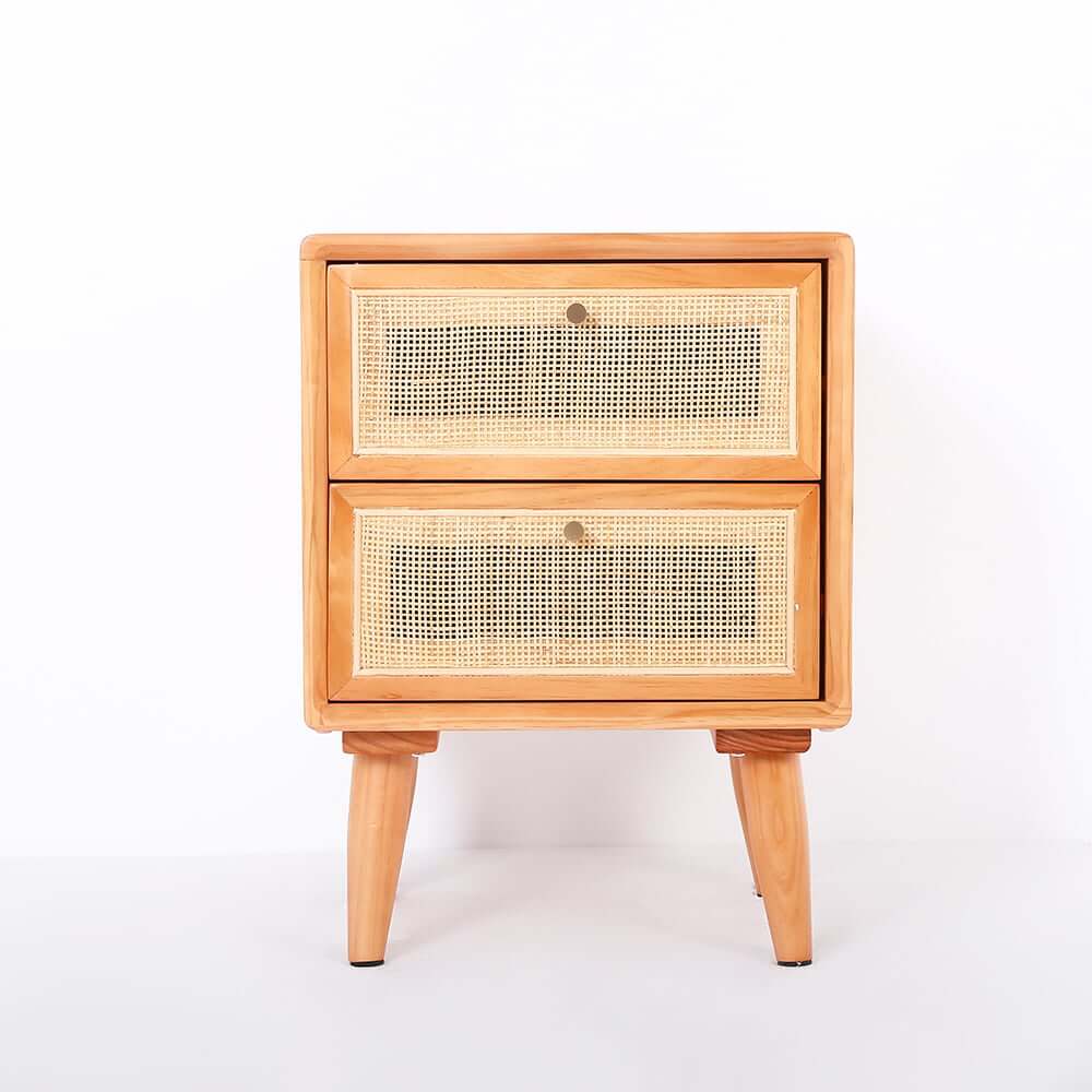 Rustic Cedar Nightstand With Drawers - Japandi Style