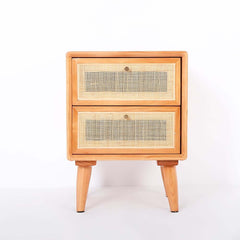 Rustic Cedar Nightstand With Drawers - Japandi Style