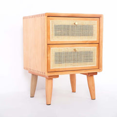 Rustic Cedar Nightstand With Drawers - Japandi Style