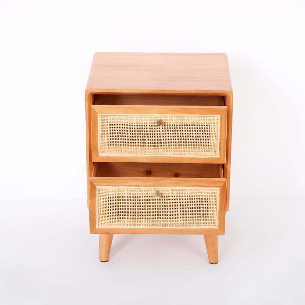 Rustic Cedar Nightstand With Drawers - Japandi Style