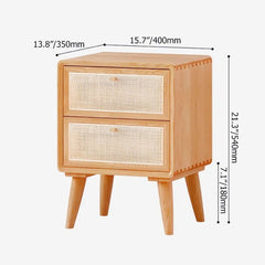 Rustic Cedar Nightstand With Drawers - Japandi Style Dimensions