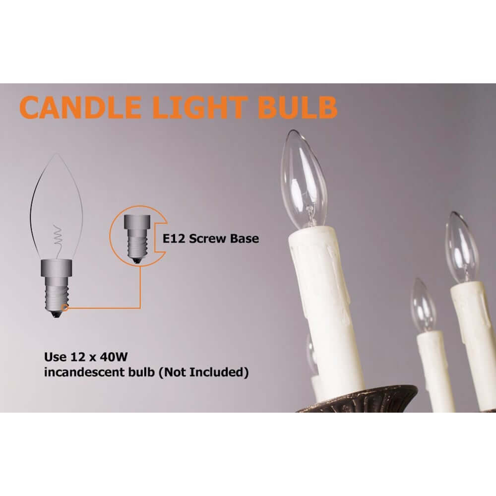 Rustic Metal Candle-Style Chandelier with Hemp Rope and Adjustable Chain