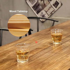 Rustic Pine Wood Bar Set With Metal Base And Shelf