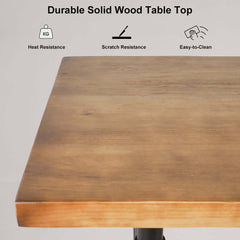 Rustic Pine Wood Bar Set With Metal Base And Shelf