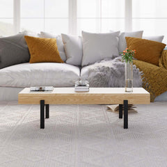 Rustic Pine Wood Coffee Table With Metal Legs