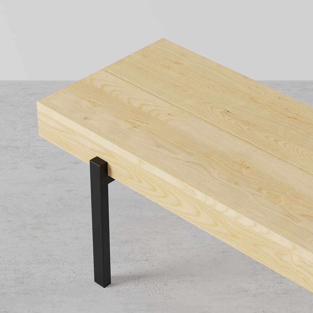 Rustic Pine Wood Coffee Table With Metal Legs