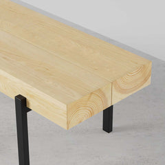 Rustic Pine Wood Coffee Table With Metal Legs