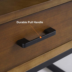 Rustic Pine Wood Nightstand With Drawer And Open Storage