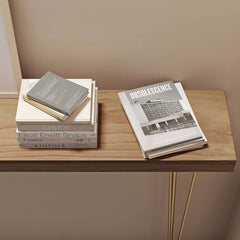 Rustic Solid Wood Console Table with Gold Metal Base