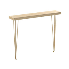 Rustic Solid Wood Console Table with Gold Metal Base