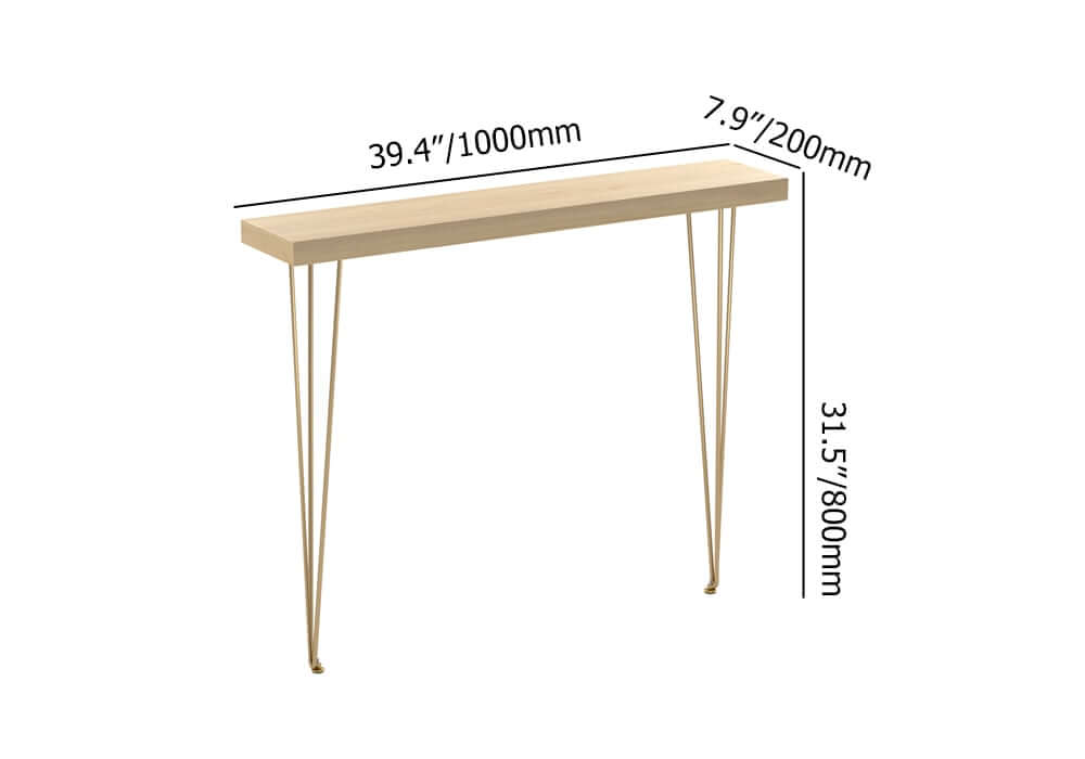 Rustic Solid Wood Console Table with Gold Metal Base Dimensions
