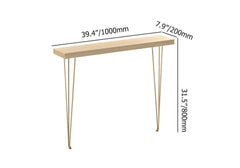 Rustic Solid Wood Console Table with Gold Metal Base Dimensions