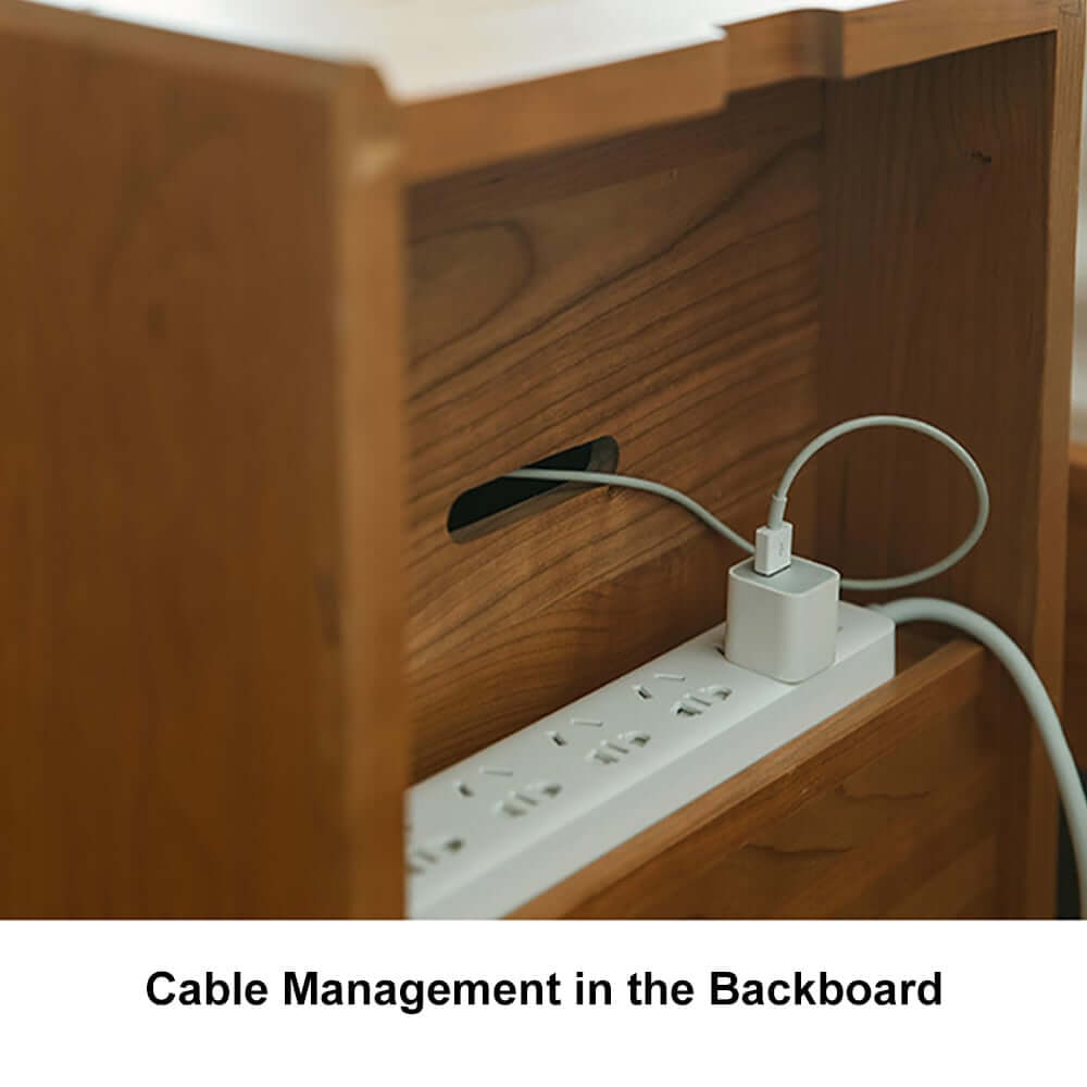 Rustic Walnut Nightstand With Drawers And Brass Handles