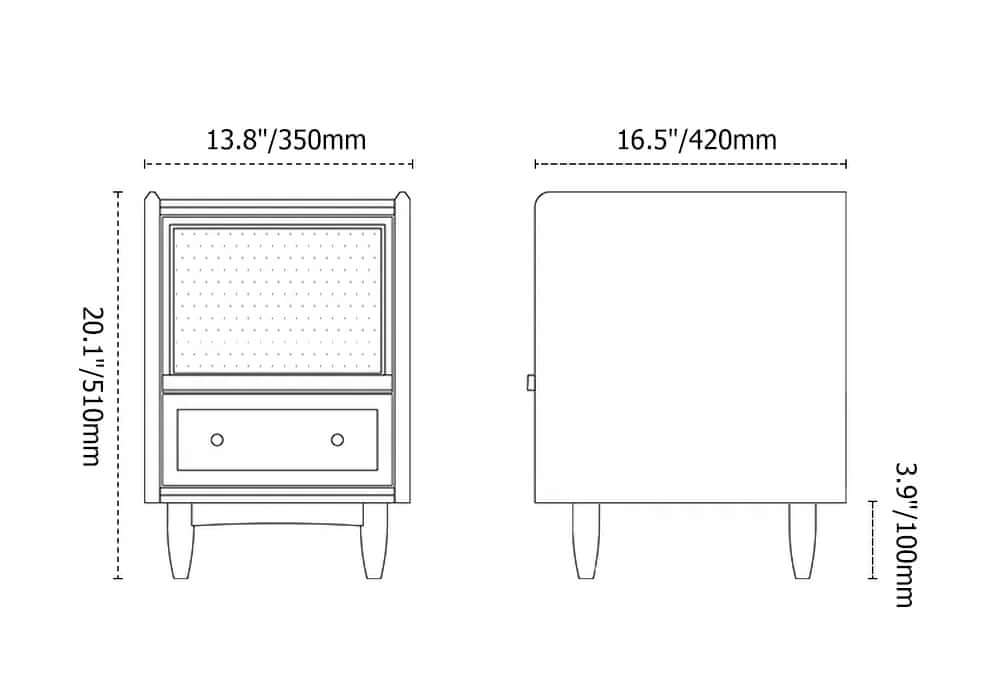 Rustic Walnut Nightstand With Drawers And Brass Handles Dimensions