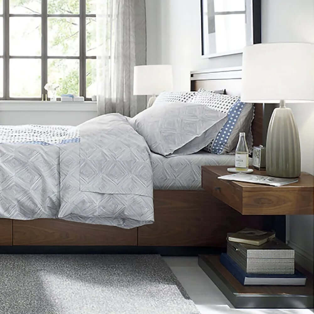 Rustic Walnut Nightstand With Pine Wood Top & Metal Frame