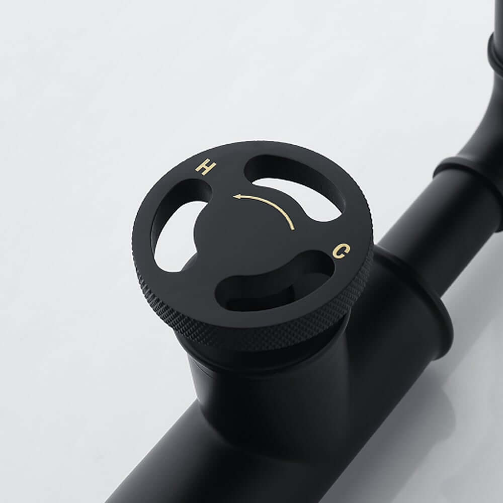 Ruth Collection Industrial Brass Bathroom Faucet with Knob Handle