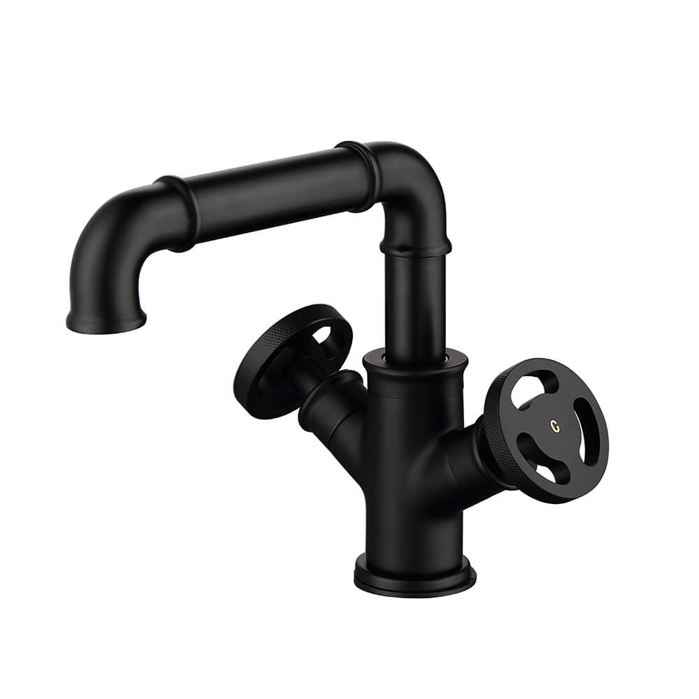 Ruth Collection Industrial Brass Bathroom Faucet with Knob Handles