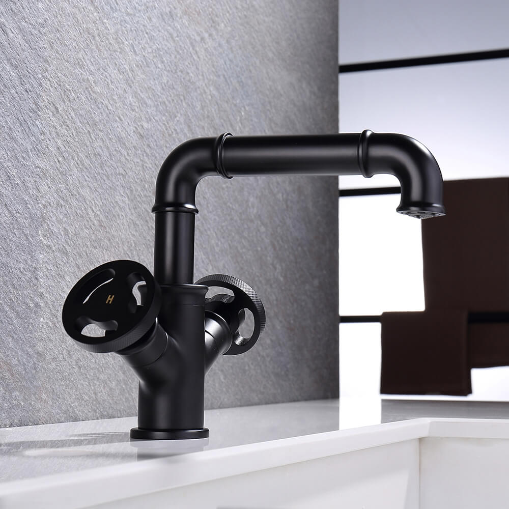 Ruth Collection Industrial Brass Bathroom Faucet with Knob Handles